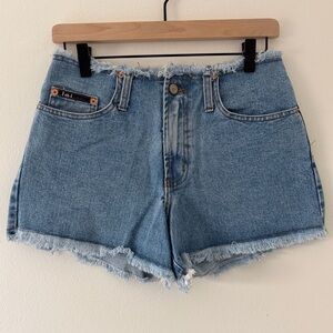 RARE Style VINTAGE Lei High Waisted Frayed Cotton Denim Shorts size 5 (28)